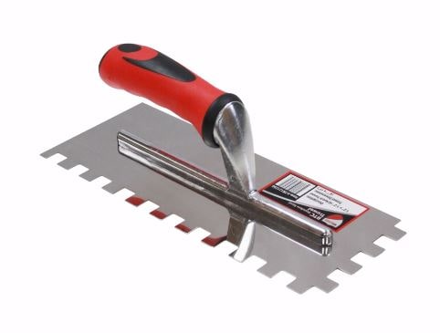 Half Inch Square Notch Trowel used to install large format tiles and stone veneer panels